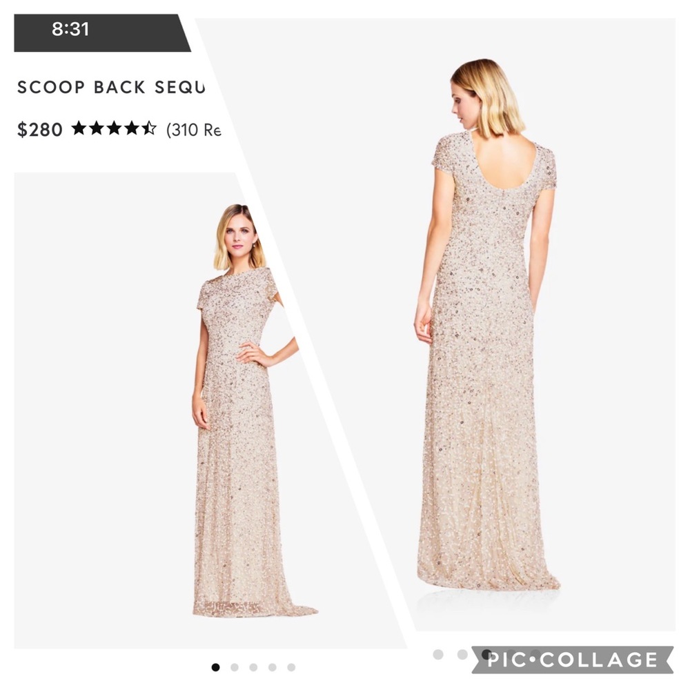NWT Adrianna Papell Long Sequence Dress
